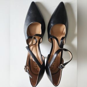 Abella True Comfort Shoes Size 10M Slip-On Stretch Ankle-Strap black